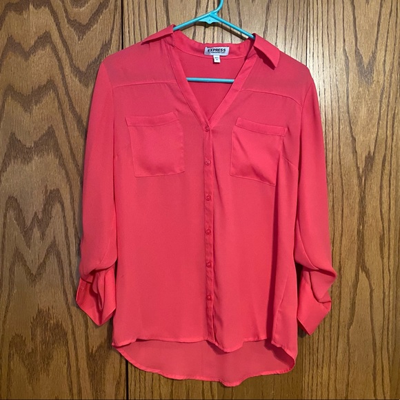 Express Portofino Button Down Blouse. Size small S Pink - Picture 1 of 2